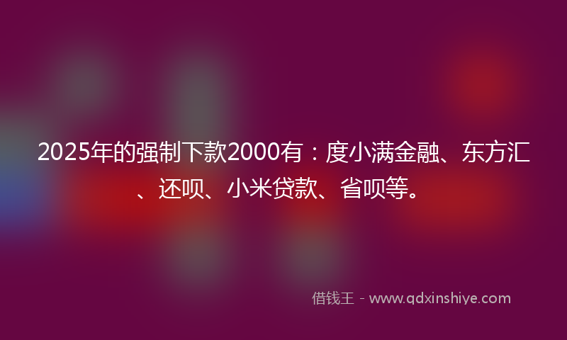 2025年的强制下款2000有：度小满金融、东方汇、还呗、小米贷款、省呗等。