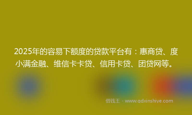 2025年的容易下额度的贷款平台有：惠商贷、度小满金融、维信卡卡贷、信用卡贷、团贷网等。