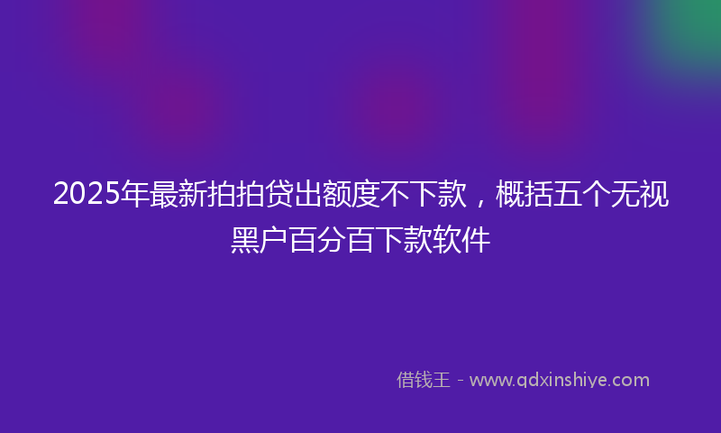 2025年最新拍拍贷出额度不下款，概括五个无视黑户百分百下款软件