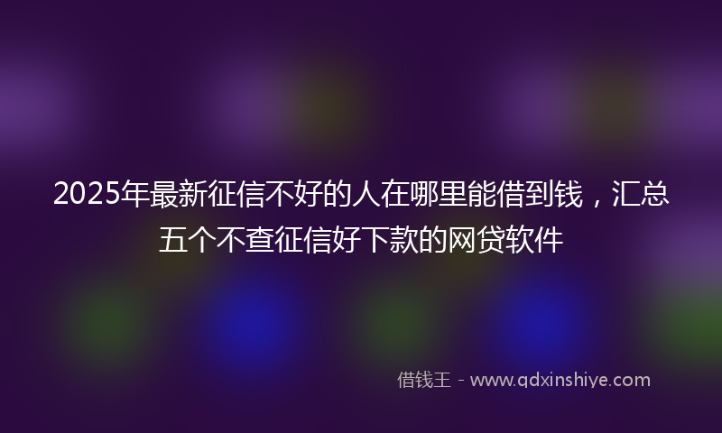 2025年最新征信不好的人在哪里能借到钱，汇总五个不查征信好下款的网贷软件