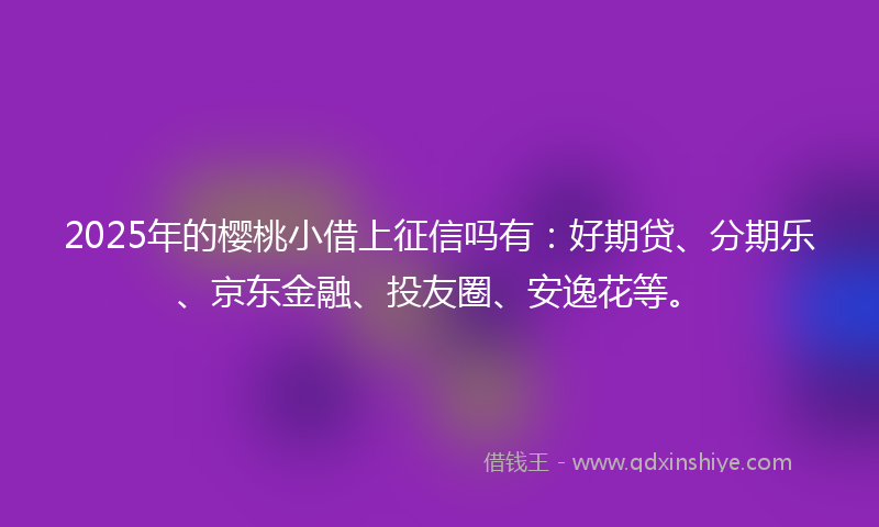 2025年的樱桃小借上征信吗有：好期贷、分期乐、京东金融、投友圈、安逸花等。