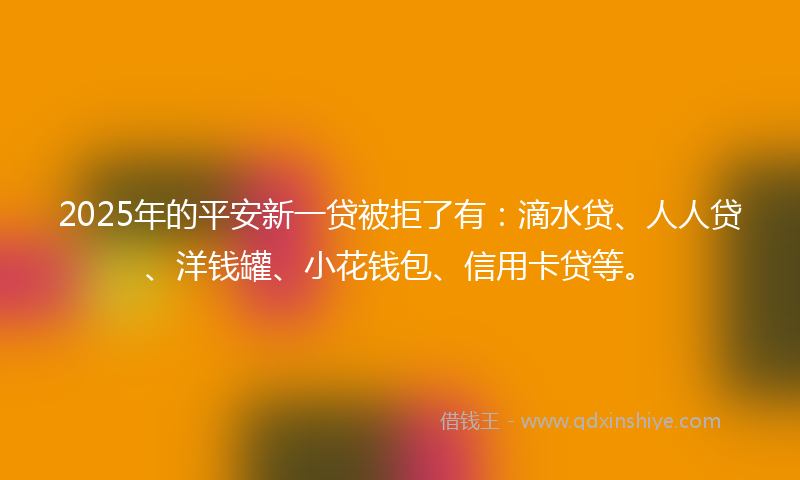 2025年的平安新一贷被拒了有：滴水贷、人人贷、洋钱罐、小花钱包、信用卡贷等。