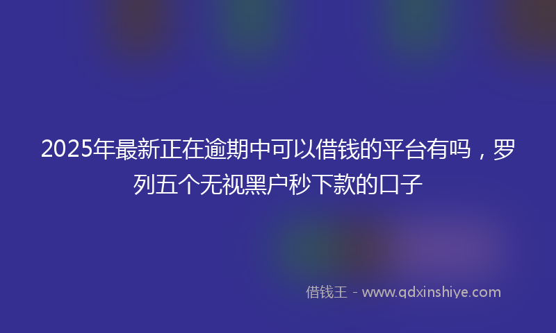 2025年最新正在逾期中可以借钱的平台有吗，罗列五个无视黑户秒下款的口子