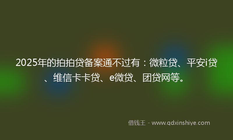 2025年的拍拍贷备案通不过有：微粒贷、平安i贷、维信卡卡贷、e微贷、团贷网等。