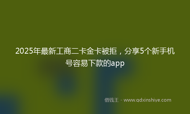 2025年最新工商二卡金卡被拒，分享5个新手机号容易下款的app