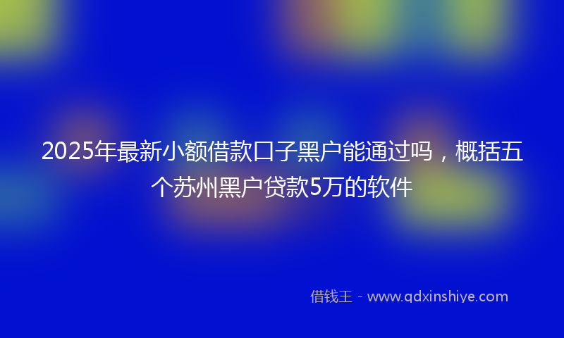 2025年最新小额借款口子黑户能通过吗，概括五个苏州黑户贷款5万的软件