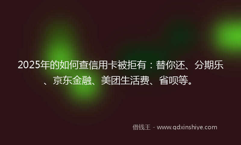2025年的如何查信用卡被拒有：替你还、分期乐、京东金融、美团生活费、省呗等。