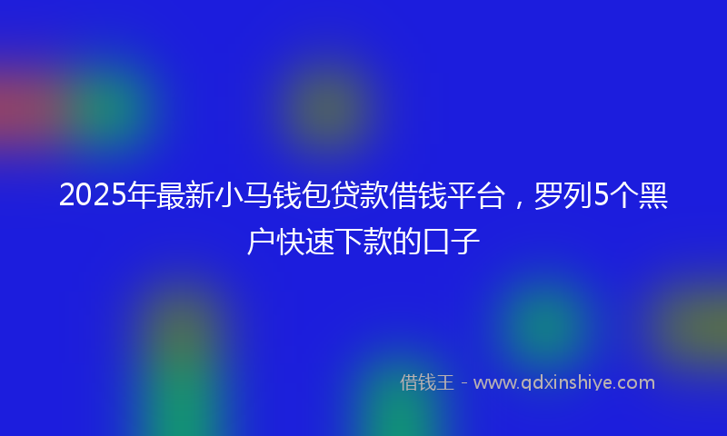 2025年最新小马钱包贷款借钱平台，罗列5个黑户快速下款的口子