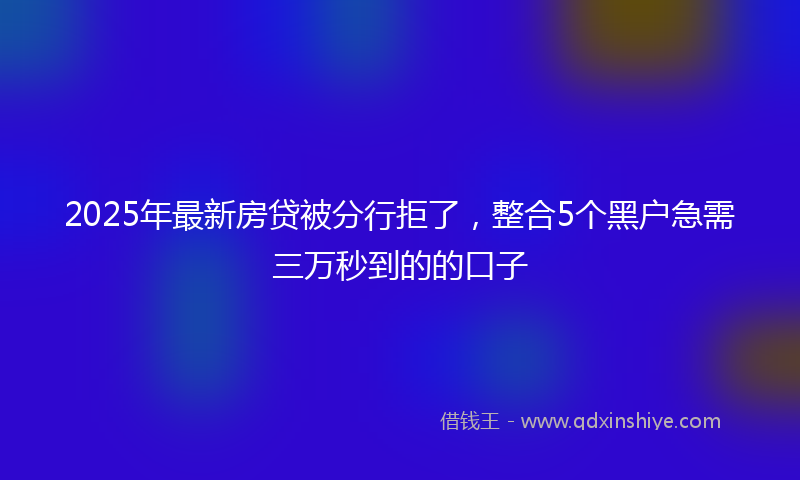 2025年最新房贷被分行拒了，整合5个黑户急需三万秒到的的口子