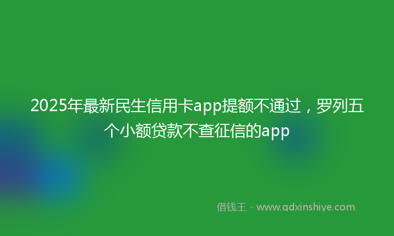 2025年最新民生信用卡app提额不通过，罗列五个小额贷款不查征信的app