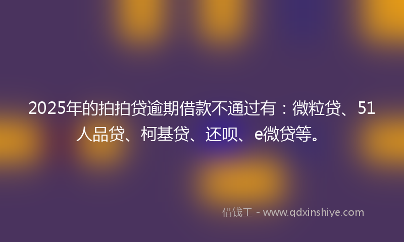 2025年的拍拍贷逾期借款不通过有：微粒贷、51人品贷、柯基贷、还呗、e微贷等。