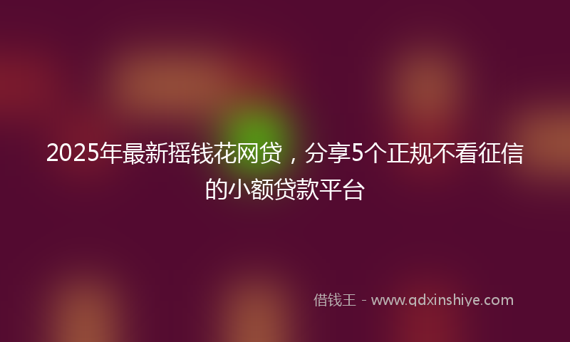 2025年最新摇钱花网贷，分享5个正规不看征信的小额贷款平台