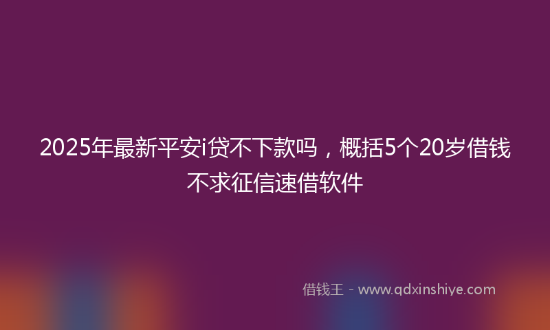 2025年最新平安i贷不下款吗，概括5个20岁借钱不求征信速借软件