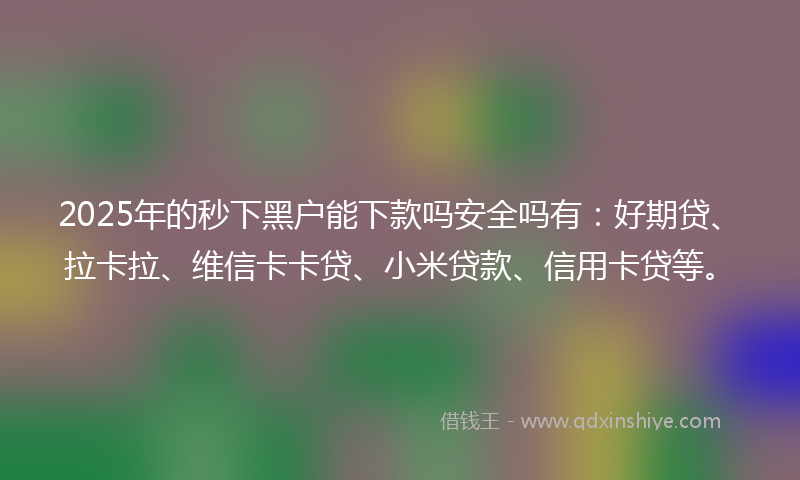 2025年的秒下黑户能下款吗安全吗有：好期贷、拉卡拉、维信卡卡贷、小米贷款、信用卡贷等。
