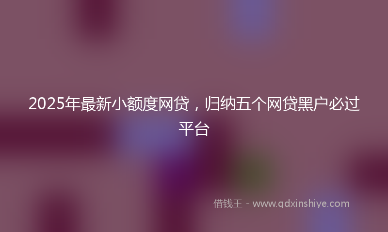2025年最新小额度网贷，归纳五个网贷黑户必过平台