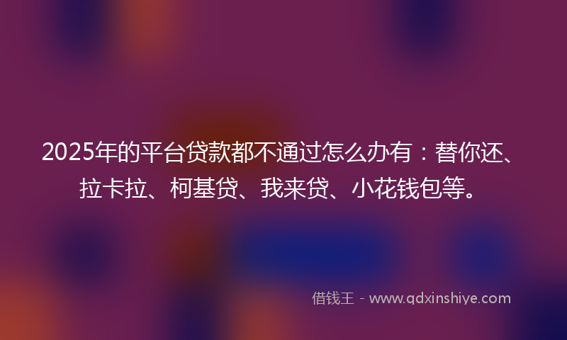 2025年的平台贷款都不通过怎么办有：替你还、拉卡拉、柯基贷、我来贷、小花钱包等。