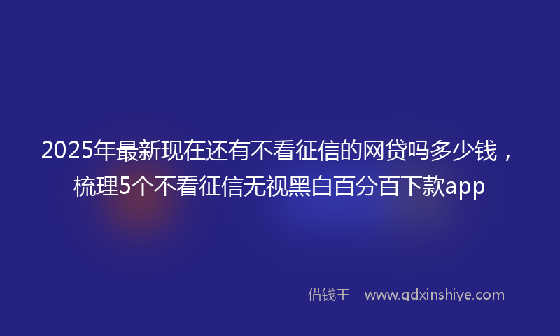 2025年最新现在还有不看征信的网贷吗多少钱，梳理5个不看征信无视黑白百分百下款app