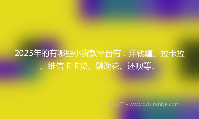 2025年的有哪些小贷款平台有：洋钱罐、拉卡拉、维信卡卡贷、融逸花、还呗等。