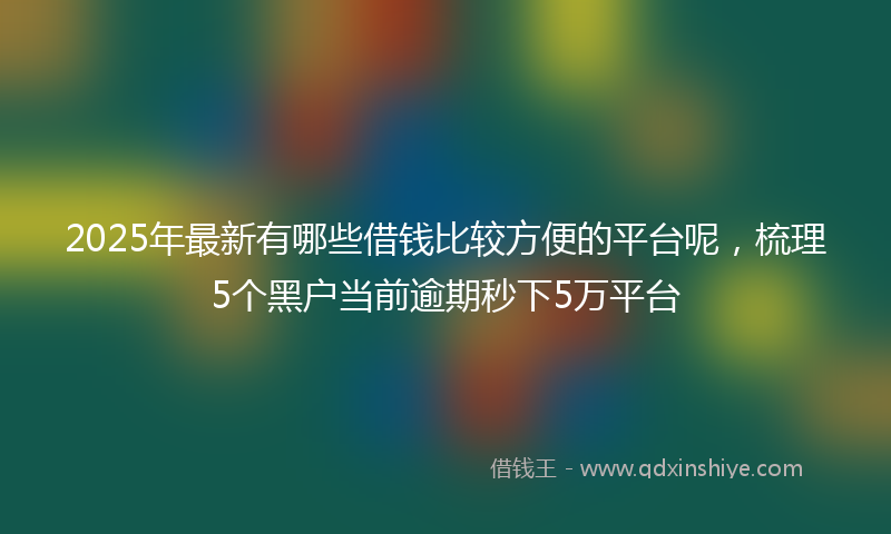 2025年最新有哪些借钱比较方便的平台呢，梳理5个黑户当前逾期秒下5万平台