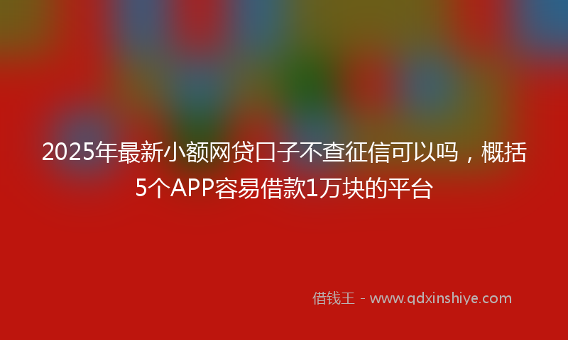 2025年最新小额网贷口子不查征信可以吗，概括5个APP容易借款1万块的平台