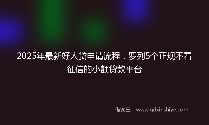 2025年最新好人贷申请流程，罗列5个正规不看征信的小额贷款平台