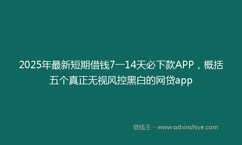 2025年最新短期借钱7一14天必下款APP，概括五个真正无视风控黑白的网贷app
