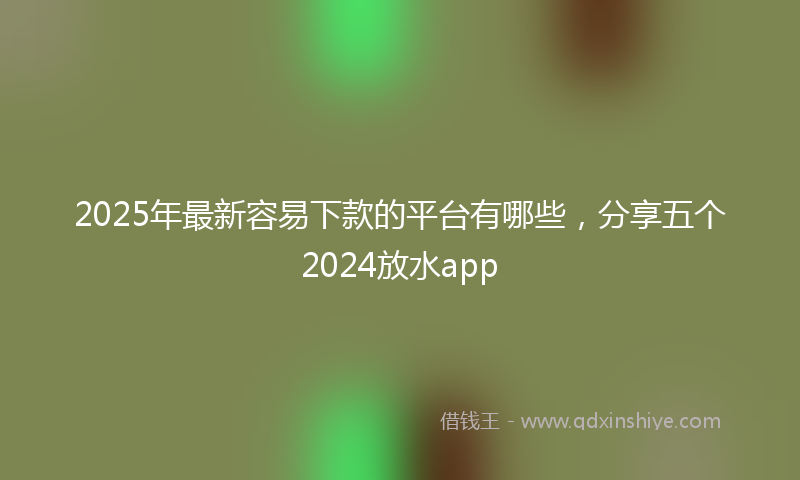 2025年最新容易下款的平台有哪些，分享五个2024放水app
