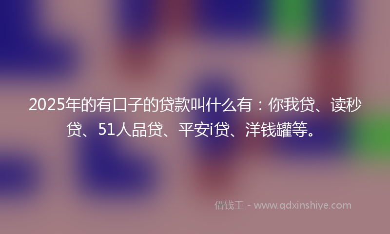 2025年的有口子的贷款叫什么有：你我贷、读秒贷、51人品贷、平安i贷、洋钱罐等。