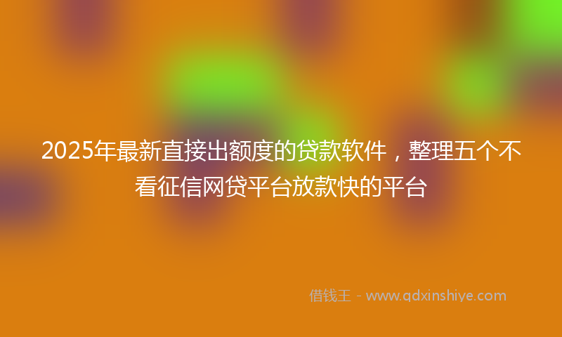 2025年最新直接出额度的贷款软件，整理五个不看征信网贷平台放款快的平台