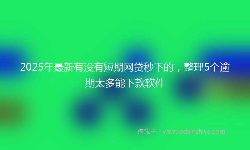 2025年最新有没有短期网贷秒下的，整理5个逾期太多能下款软件