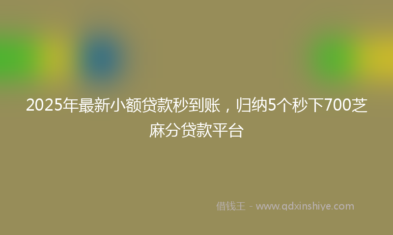 2025年最新小额贷款秒到账，归纳5个秒下700芝麻分贷款平台