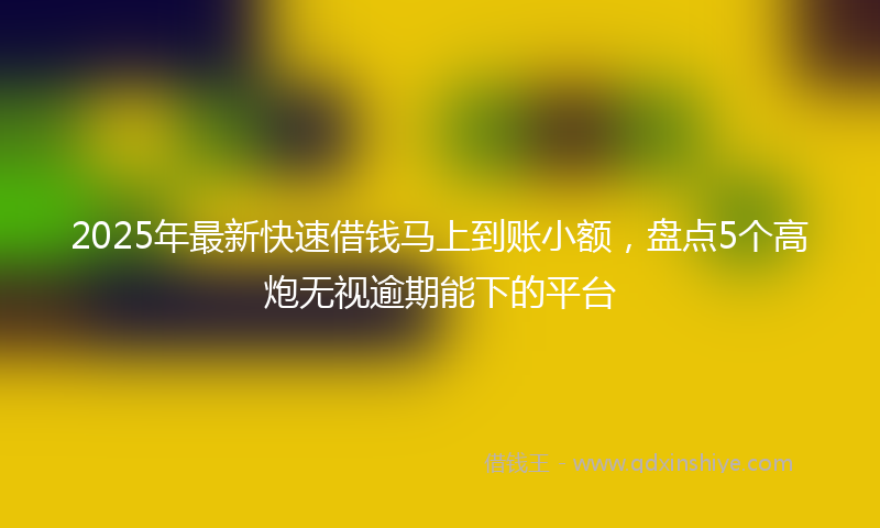 2025年最新快速借钱马上到账小额，盘点5个高炮无视逾期能下的平台