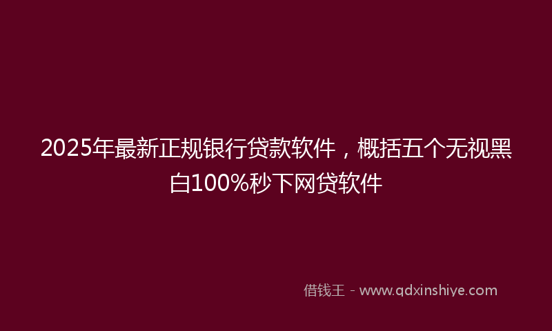 2025年最新正规银行贷款软件，概括五个无视黑白100%秒下网贷软件