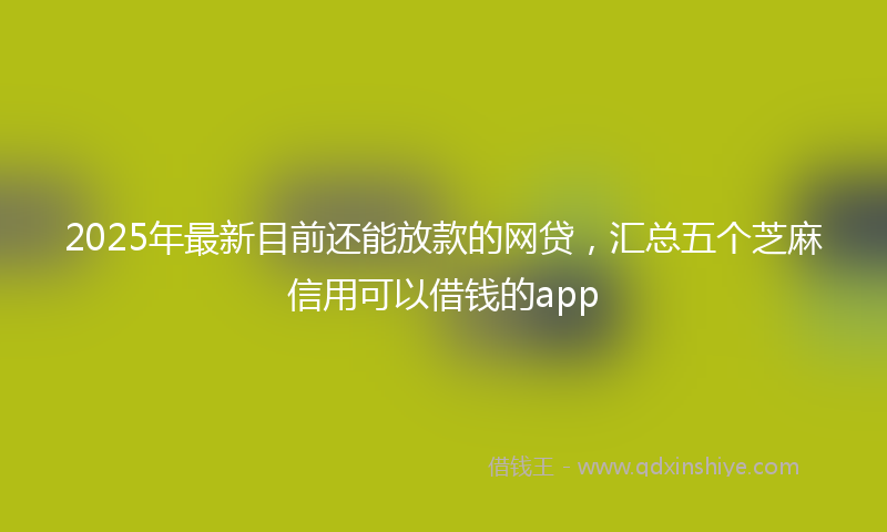 2025年最新目前还能放款的网贷，汇总五个芝麻信用可以借钱的app