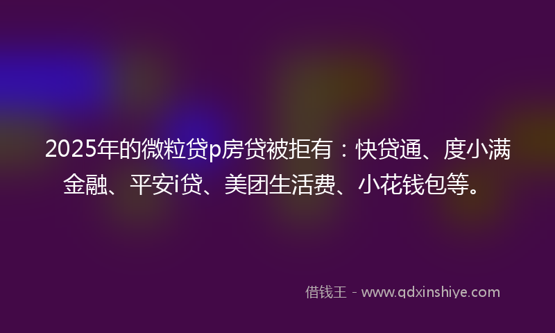 2025年的微粒贷p房贷被拒有：快贷通、度小满金融、平安i贷、美团生活费、小花钱包等。