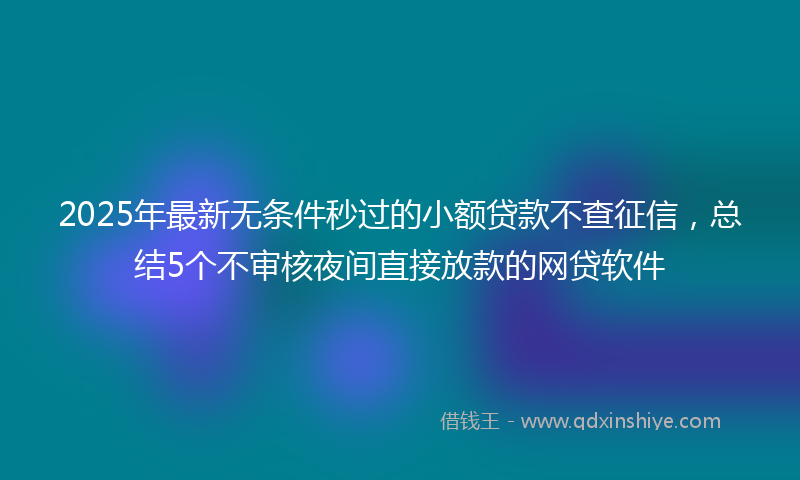 2025年最新无条件秒过的小额贷款不查征信，总结5个不审核夜间直接放款的网贷软件