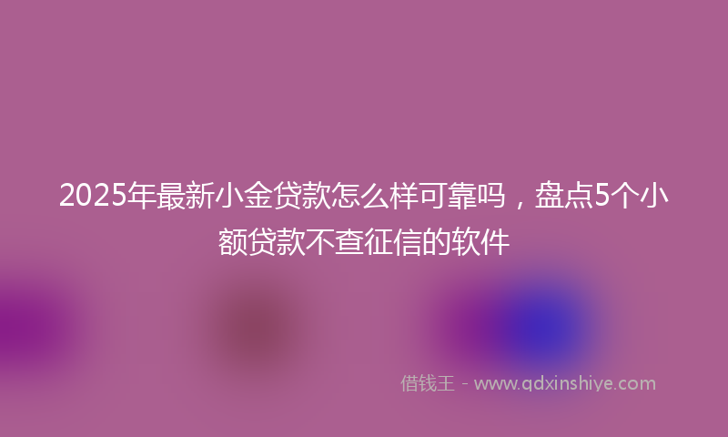 2025年最新小金贷款怎么样可靠吗，盘点5个小额贷款不查征信的软件