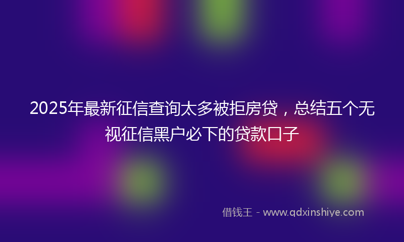 2025年最新征信查询太多被拒房贷，总结五个无视征信黑户必下的贷款口子