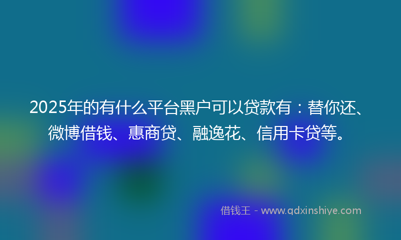 2025年的有什么平台黑户可以贷款有：替你还、微博借钱、惠商贷、融逸花、信用卡贷等。