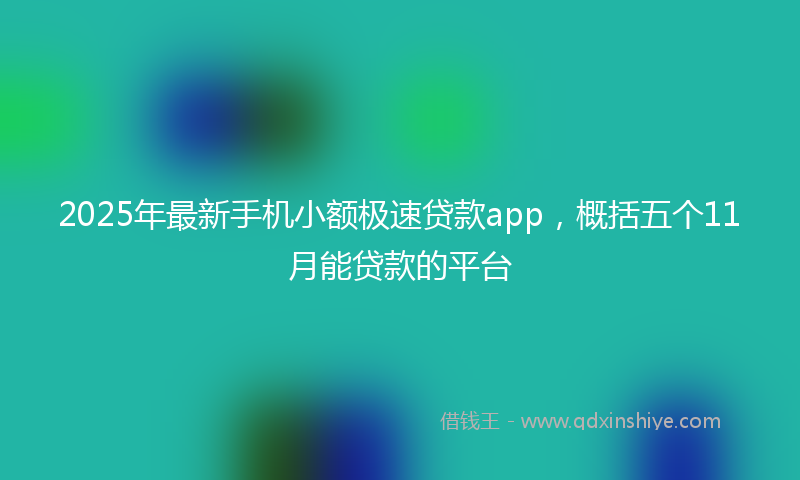 2025年最新手机小额极速贷款app，概括五个11月能贷款的平台