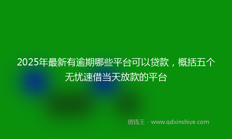 2025年最新有逾期哪些平台可以贷款，概括五个无忧速借当天放款的平台