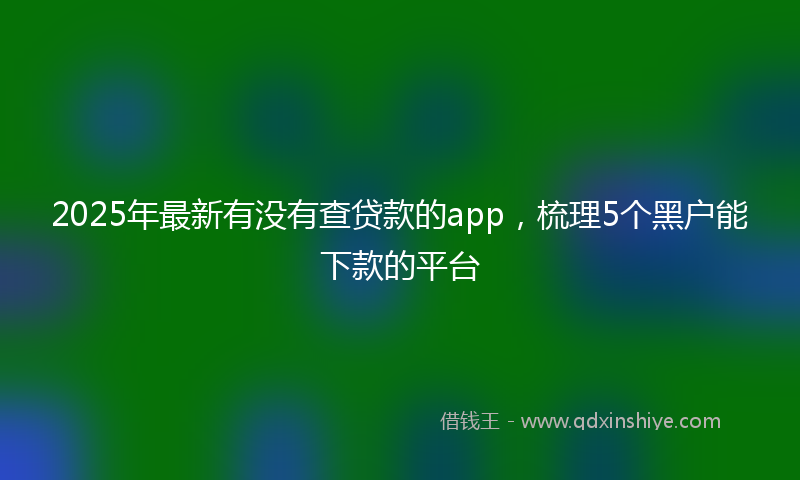 2025年最新有没有查贷款的app，梳理5个黑户能下款的平台