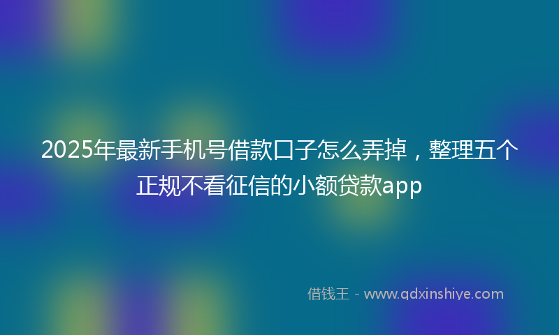 2025年最新手机号借款口子怎么弄掉，整理五个正规不看征信的小额贷款app