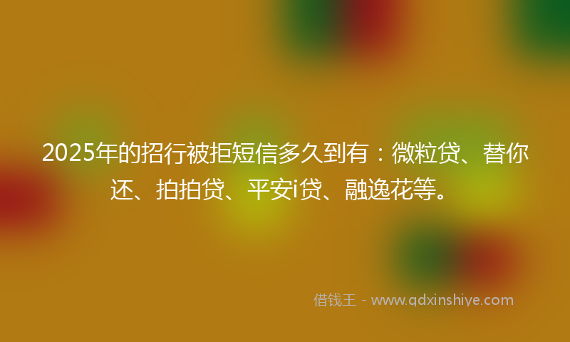 2025年的招行被拒短信多久到有：微粒贷、替你还、拍拍贷、平安i贷、融逸花等。
