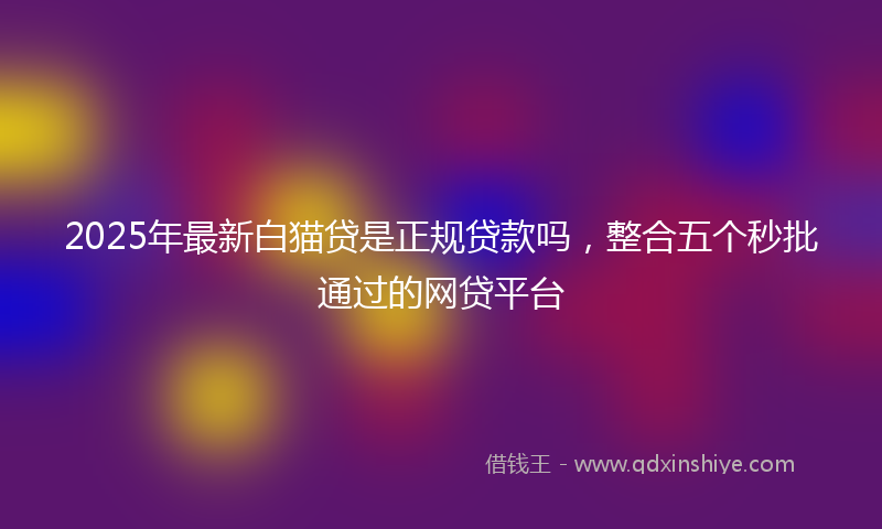 2025年最新白猫贷是正规贷款吗，整合五个秒批通过的网贷平台