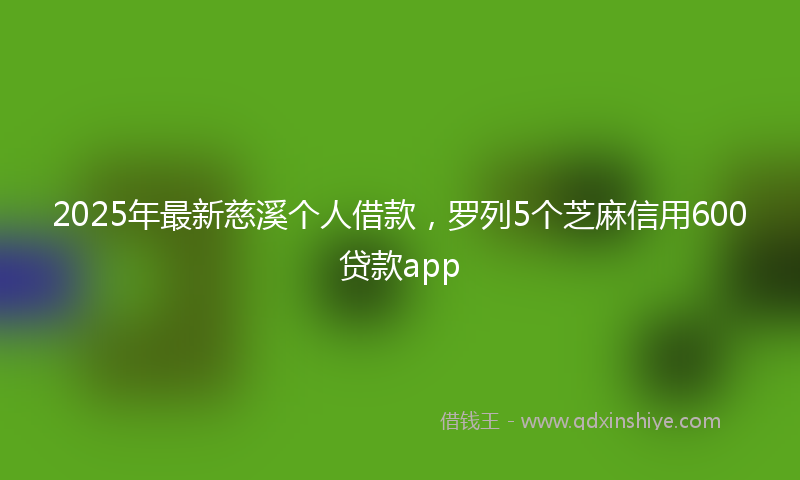 2025年最新慈溪个人借款，罗列5个芝麻信用600贷款app