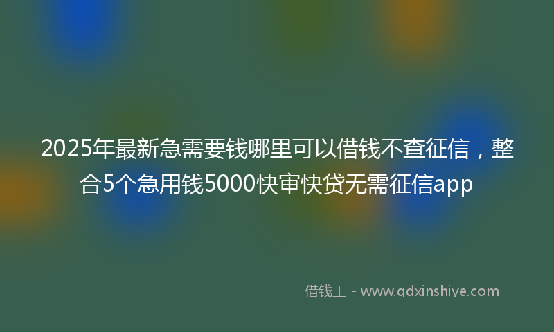 2025年最新急需要钱哪里可以借钱不查征信，整合5个急用钱5000快审快贷无需征信app