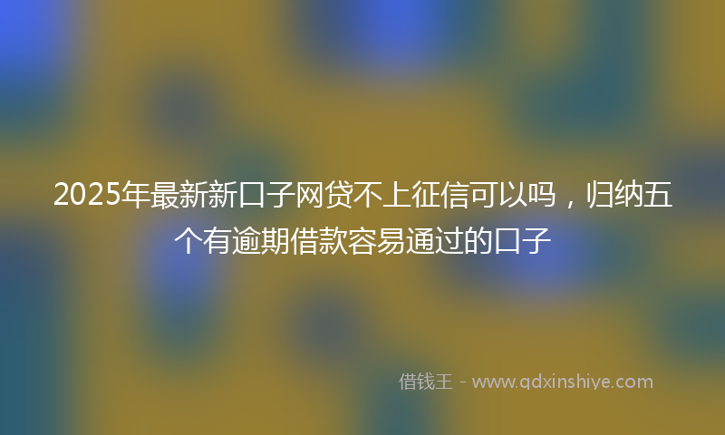 2025年最新新口子网贷不上征信可以吗，归纳五个有逾期借款容易通过的口子