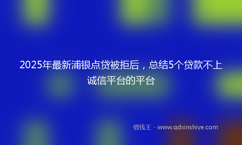 2025年最新浦银点贷被拒后，总结5个贷款不上诚信平台的平台