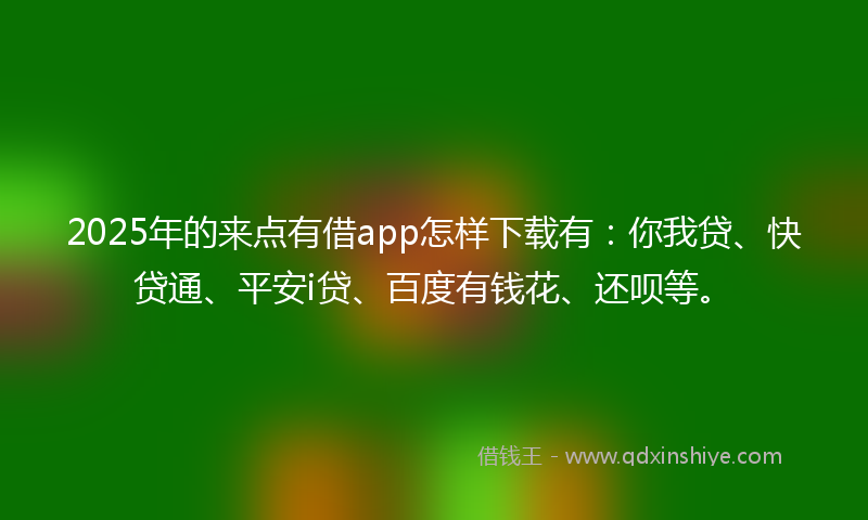 2025年的来点有借app怎样下载有：你我贷、快贷通、平安i贷、百度有钱花、还呗等。